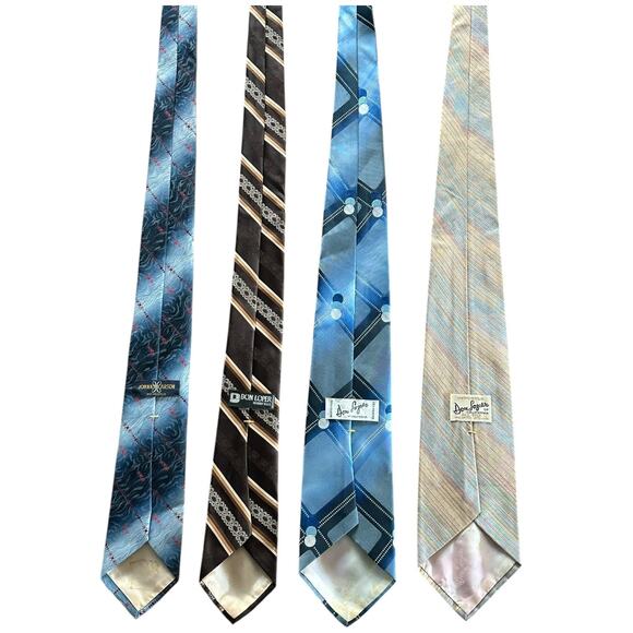 Vintage Neck Ties Don Loper & Johnny Carson 4 Tie Lot Silk Retro Vibrant Necktie - Picture 2 of 5